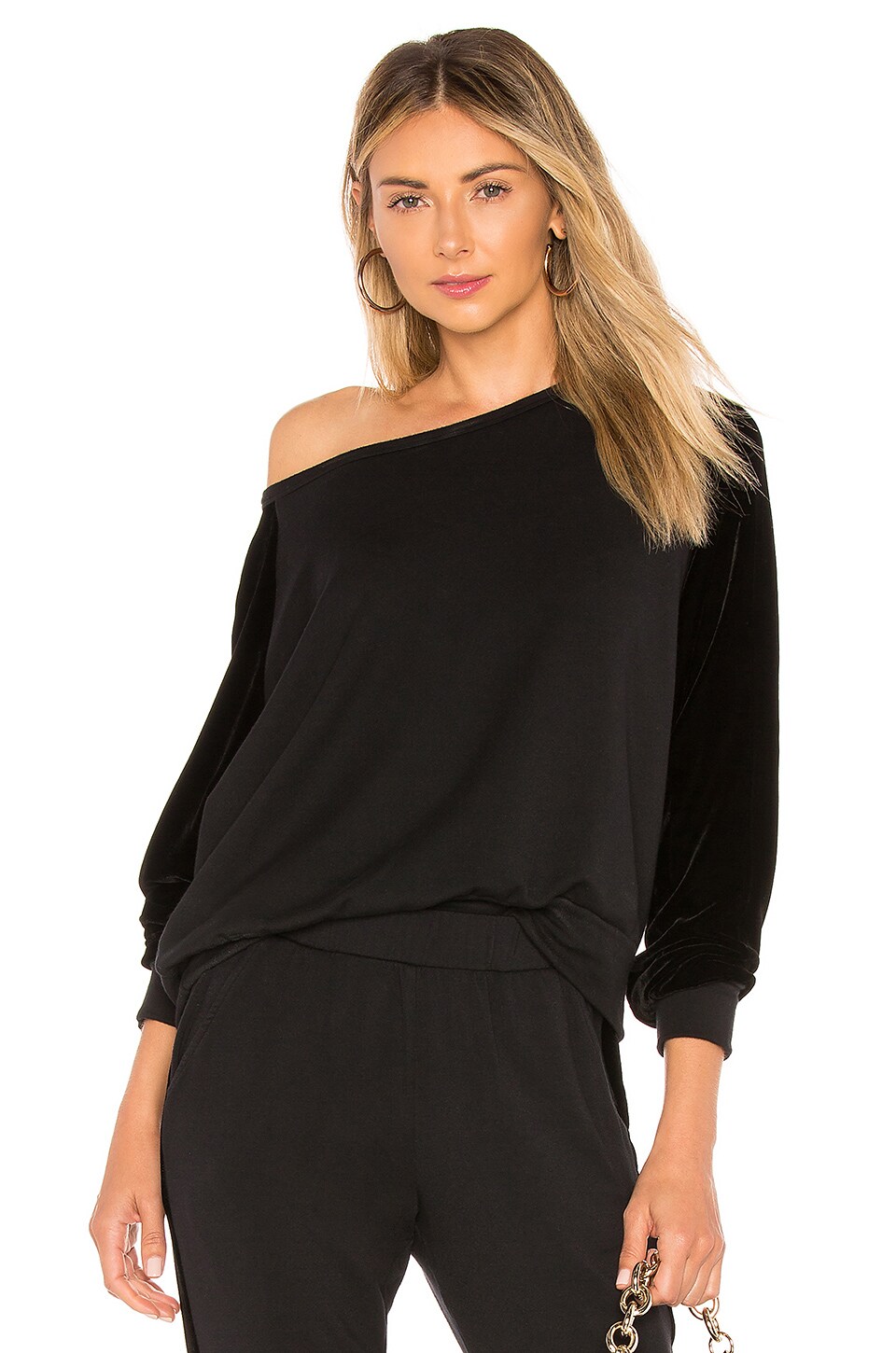 Velvet by Graham & Spencer Westine Velvet Sweatshirt in Black | REVOLVE