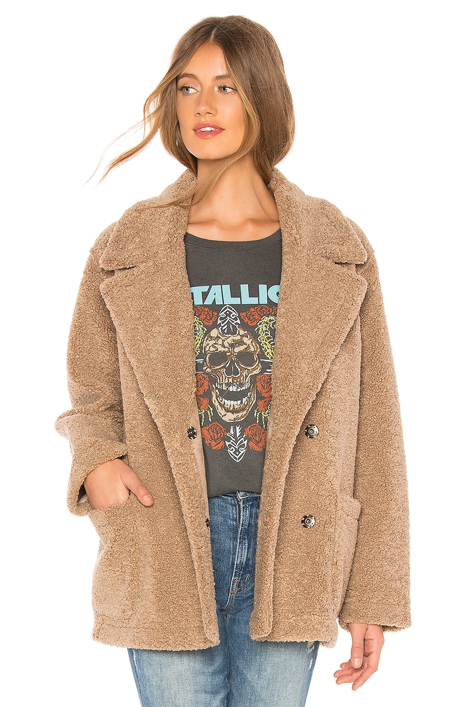 Velvet by Graham & Spencer Yoko Faux Sherpa Jacket in Tan | REVOLVE