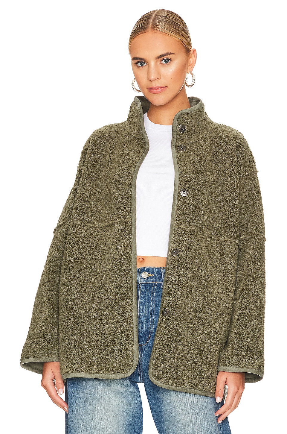 Velvet by Graham & Spencer Albany Reversible Sherpa Coat in Sage | REVOLVE