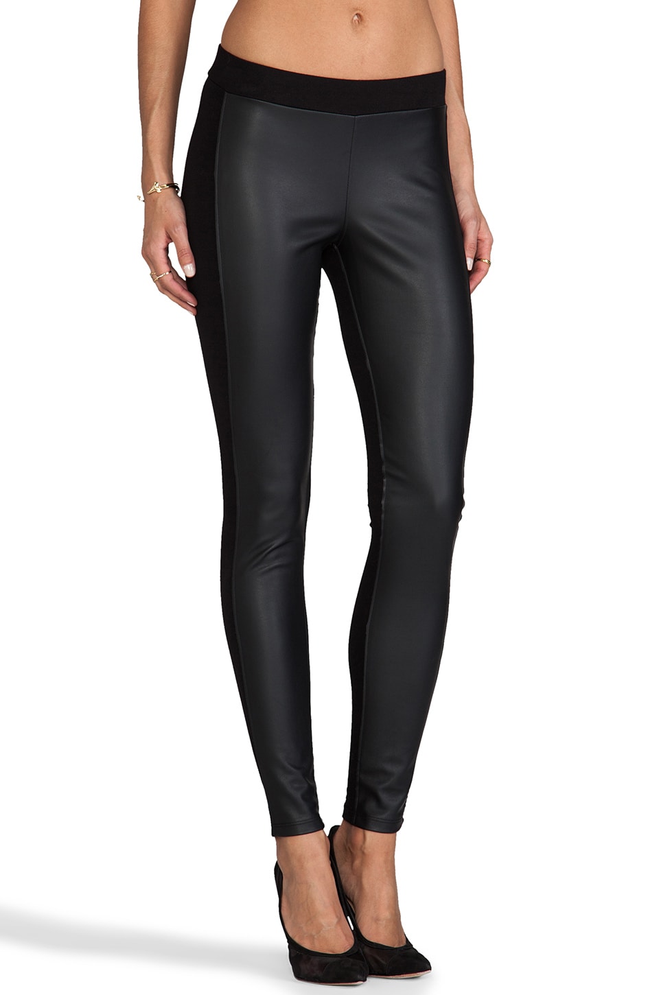 Velvet by Graham & Spencer Leticia Ponti w/ Faux Leather Legging in Black/Black