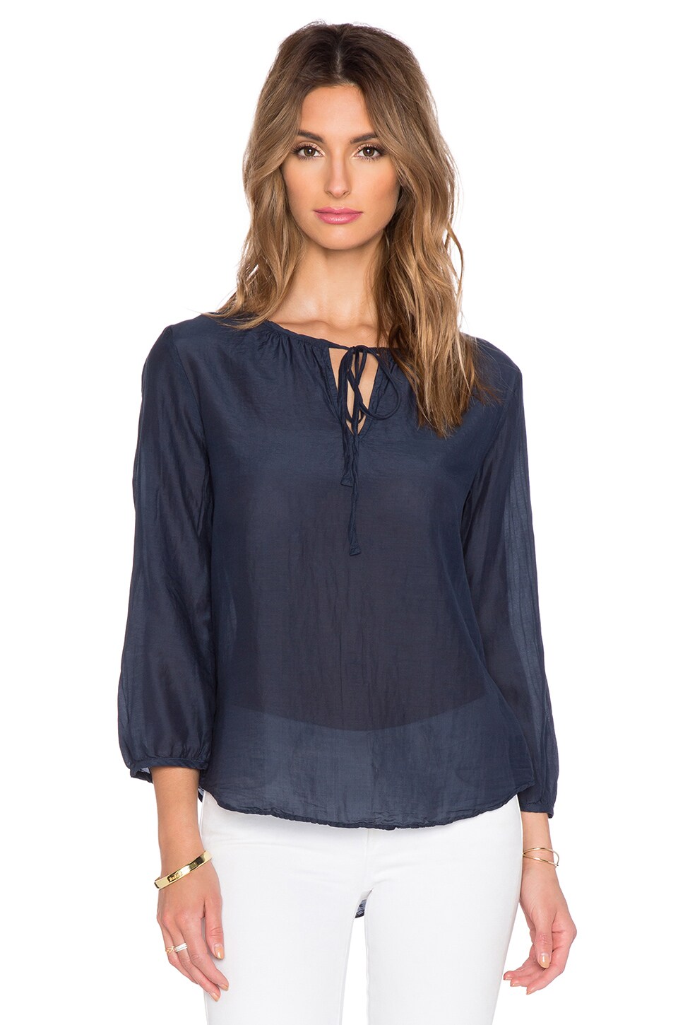 Velvet by Graham & Spencer Oceana Silk Cotton Voile Top in Jasper
