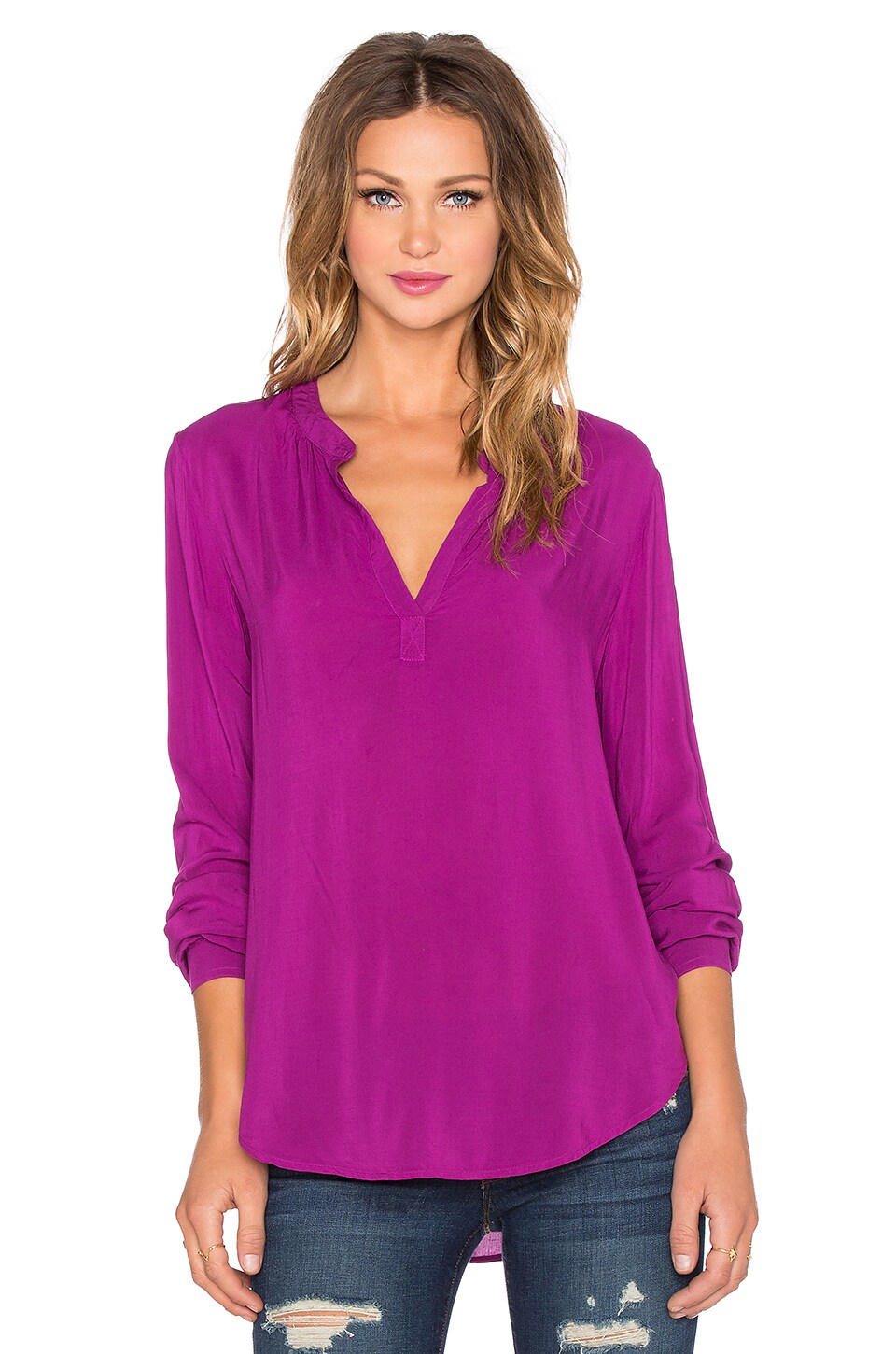 Velvet By Graham And Spencer Rosie Rayon Challis Top In Beet Revolve