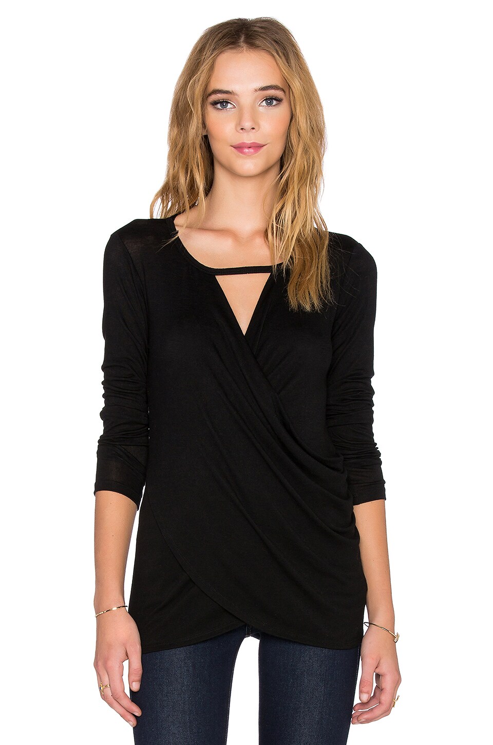 Velvet by Graham & Spencer Suzie Lux Gauze Cross Front Keyhole Top in ...