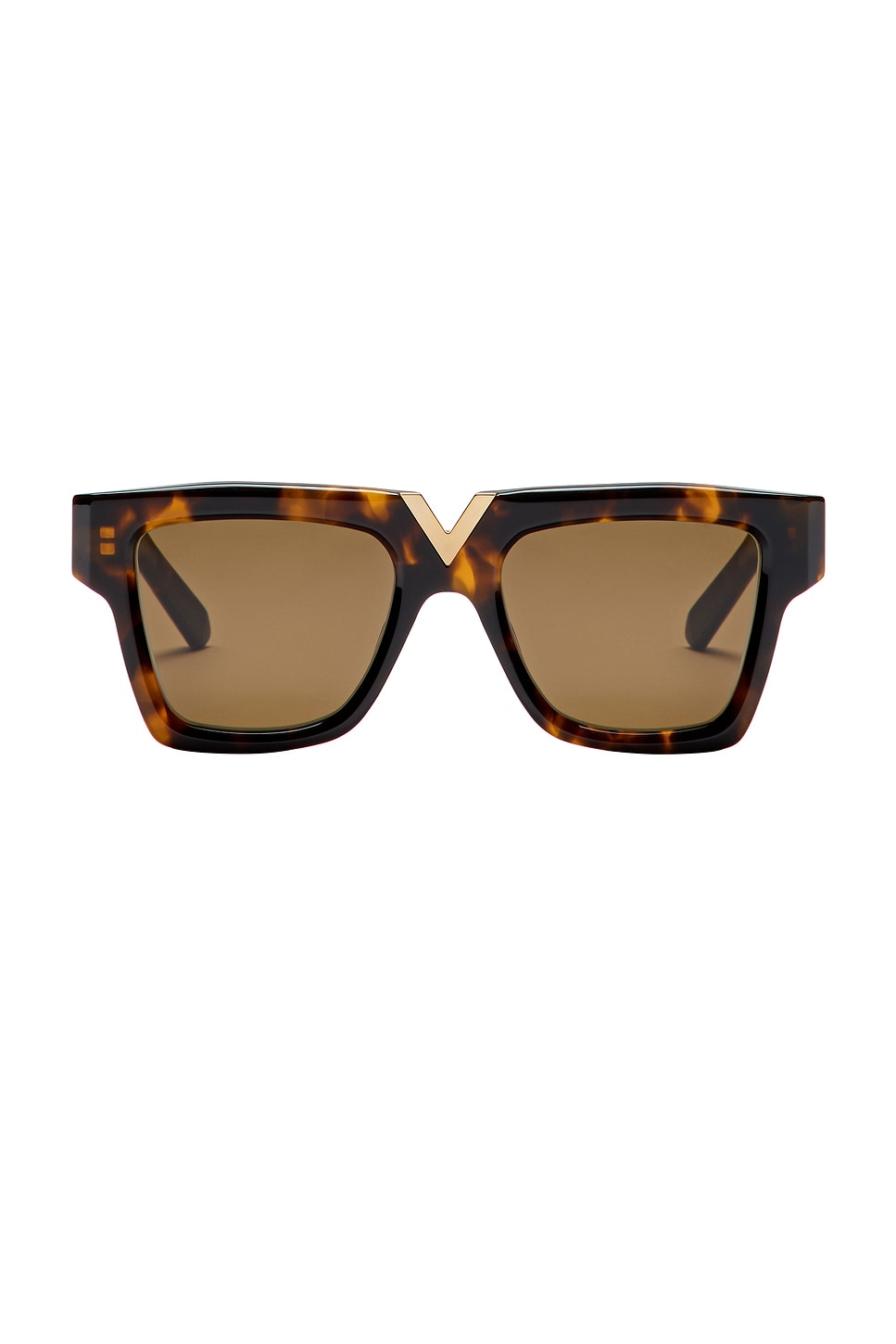Valentino Garavani V Gold Sunglasses in Brown Tortoise | REVOLVE