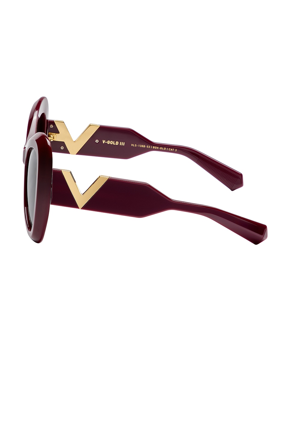 Chic Valentino Burgundy Sunglasses with Gold Accents Valentino V-Due VLS-103D Sunglasses Pure/Gold/Grey Cat Eye  main image 3