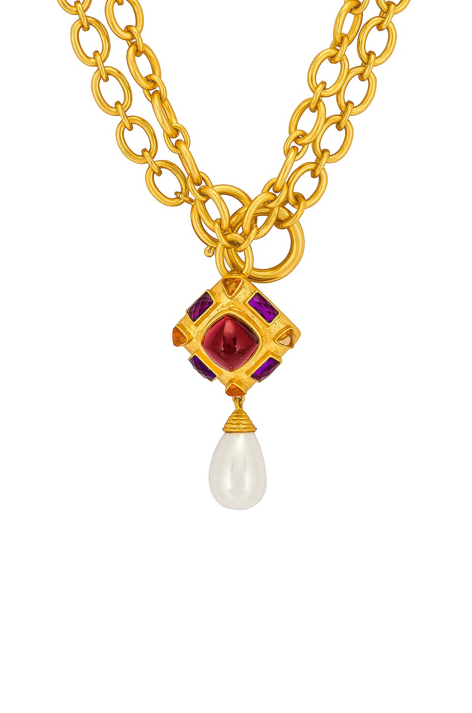 VALERE Emilia Necklace in Amethyst Quartz, Ruby Quartz, Citrine Quartz & Pearl