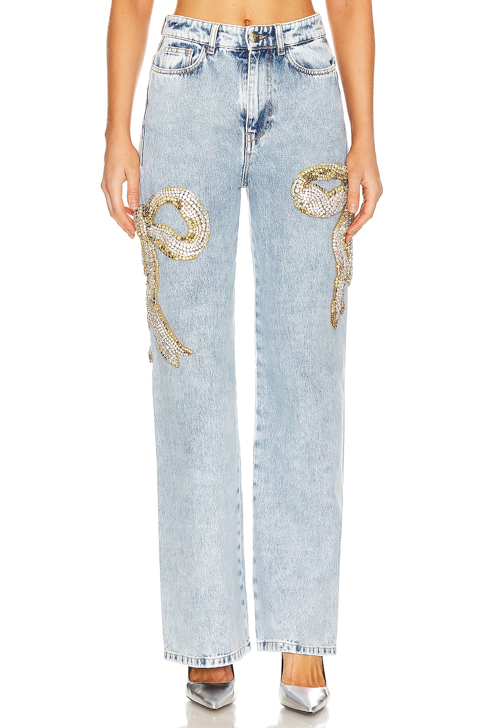 Image 1 of Wide Leg Jeans With Bows in Blue