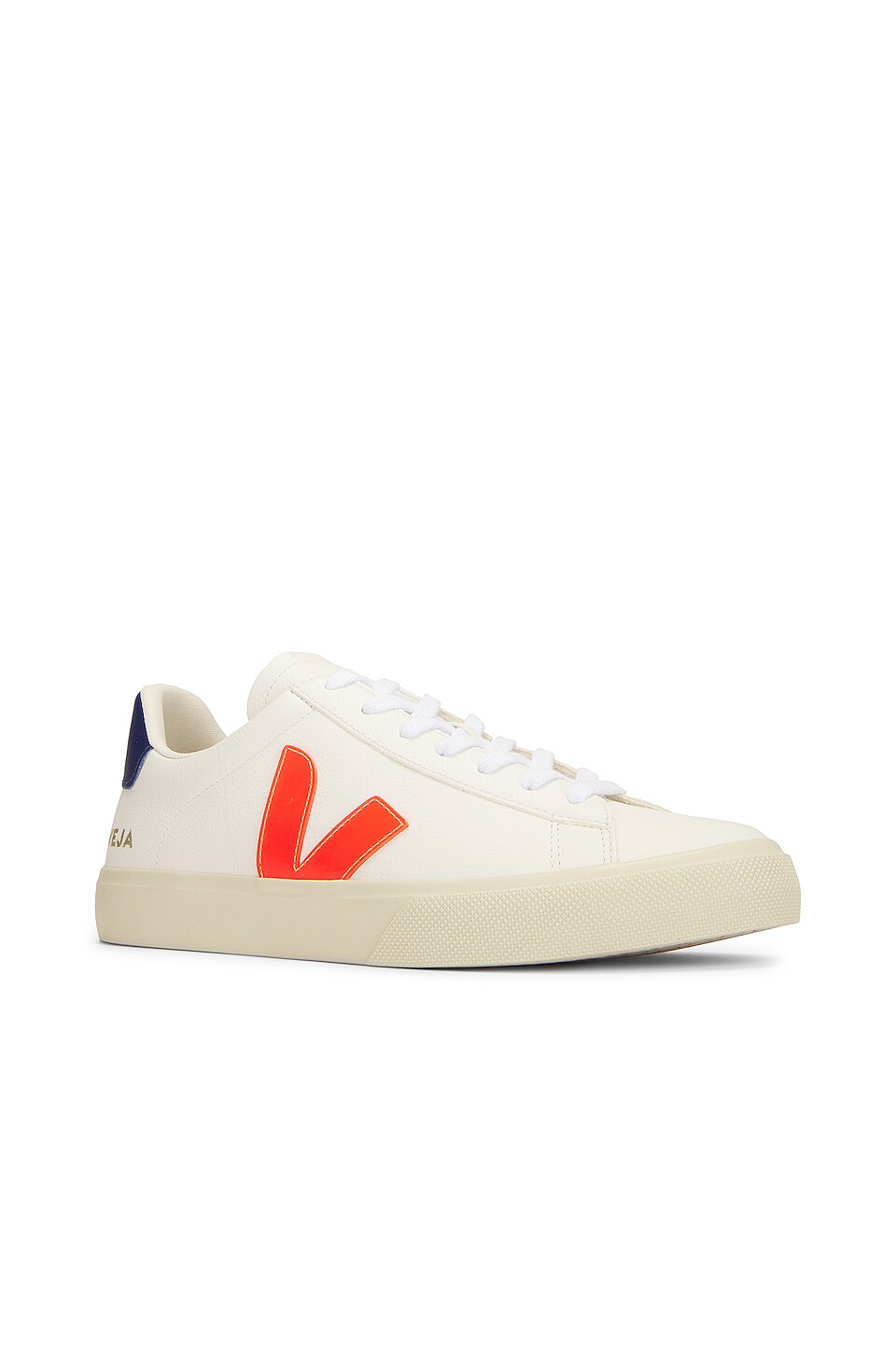 Veja Campo Sneaker in Extra White, Orange, & Fluo Cobalt
