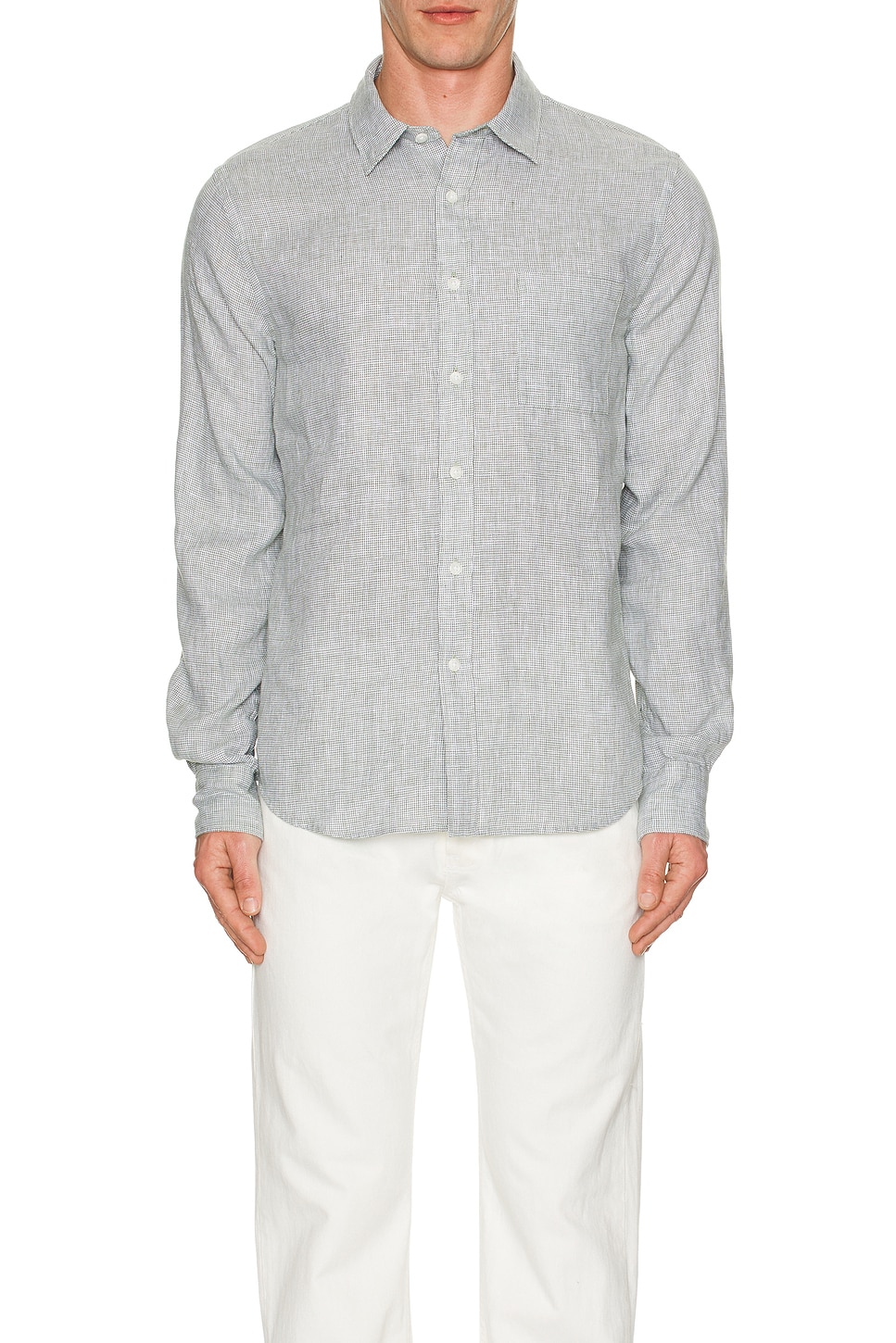 Houndstooth Seperate Placket Long Sleeve Shirt - Thumbnail 4