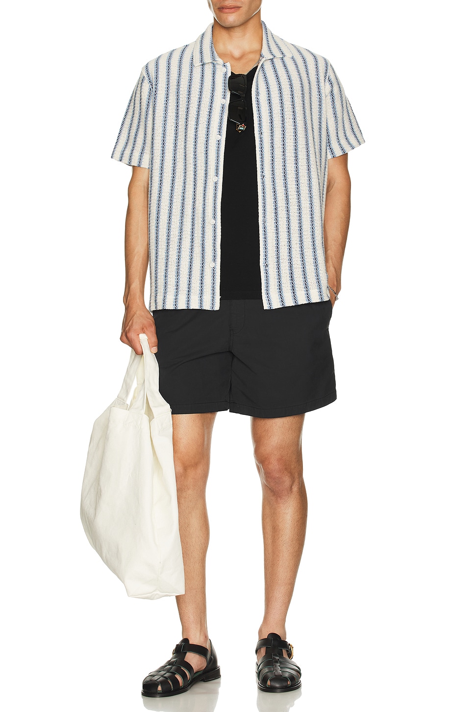 Beach Stripe Knit Button Down Shirt