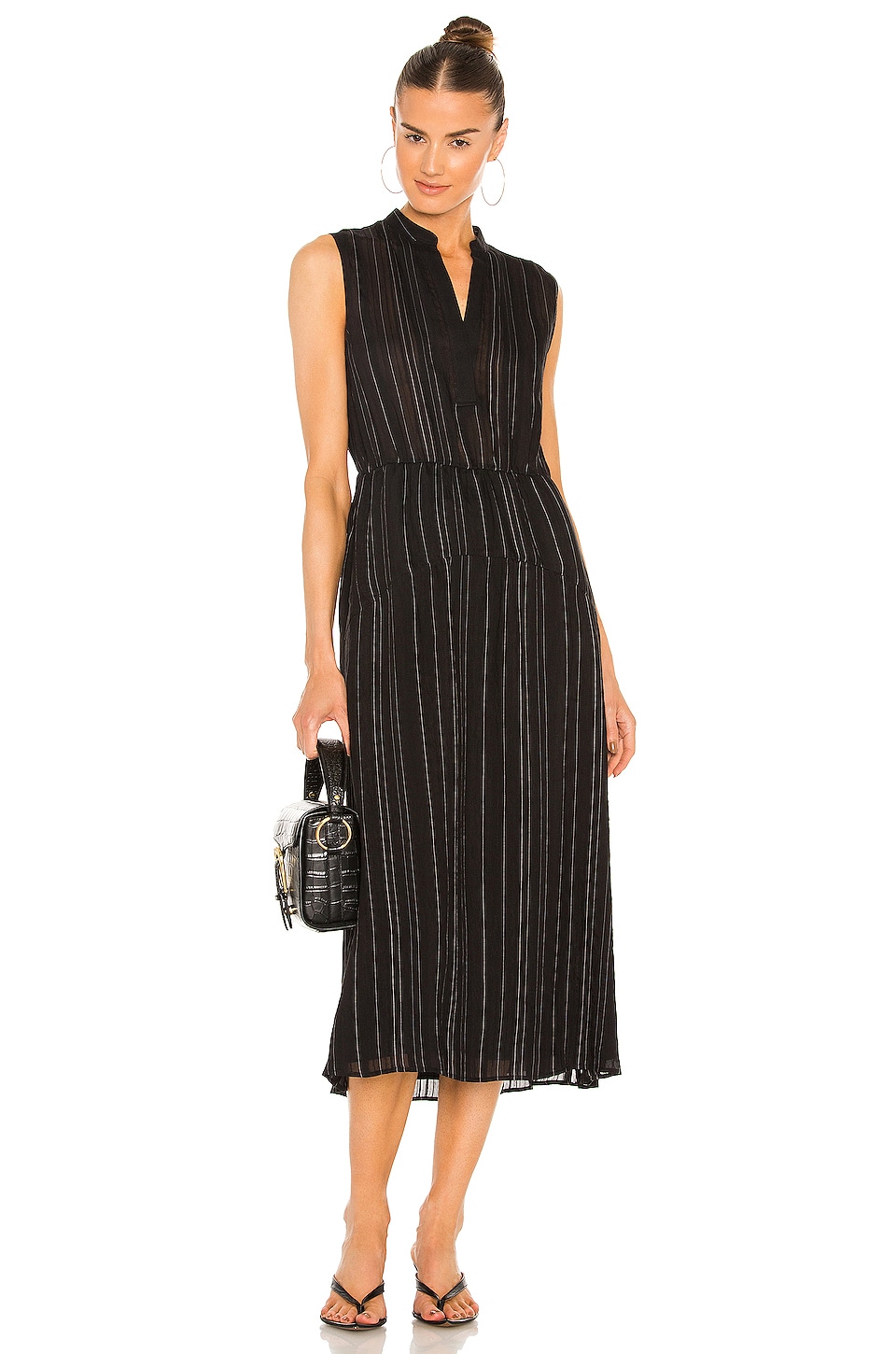 vince drapey stripe tiered dress