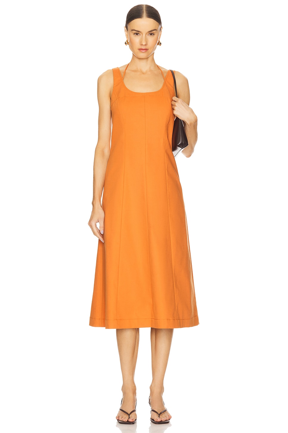 chinese dress ladies VINCE LEATHER SLEEVELESS SHIFT DRESS – leefluxury.com main image 1