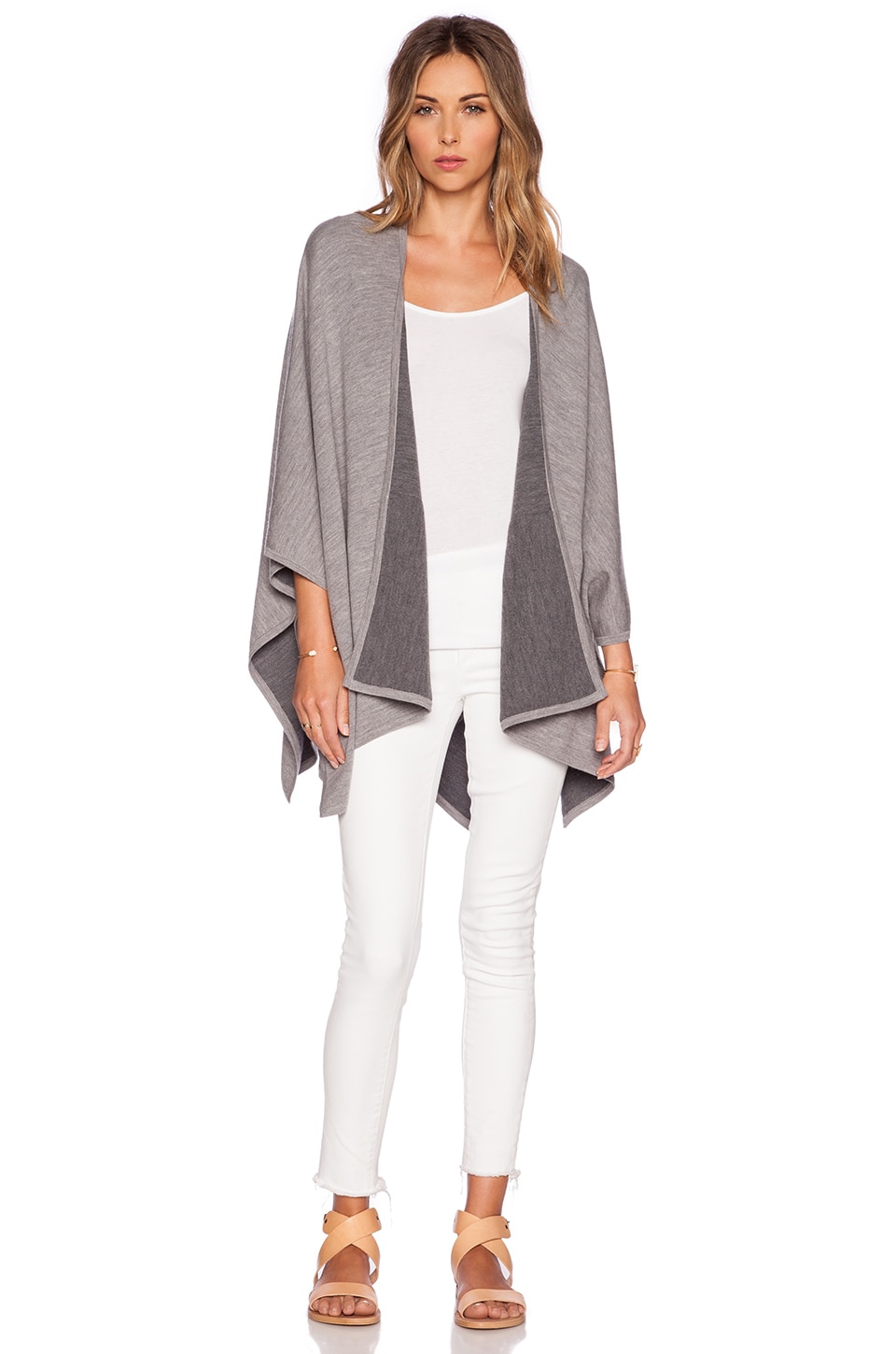 Vince Double Face Poncho in Heather Grey Combo | REVOLVE