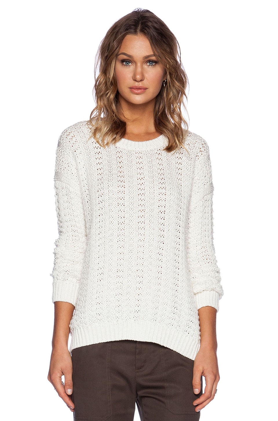 Vince Mercerized Texture Sweater in Cream | REVOLVE