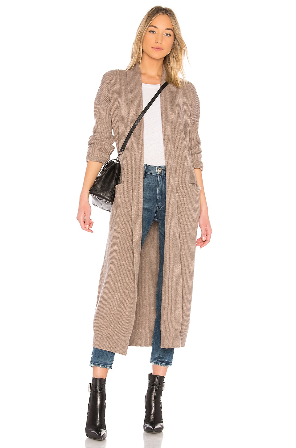 VINCE OPENFRONT RIBBED SWEATER ROBE, TAUPE ModeSens