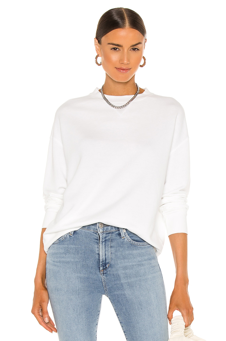 Vince Essential Relaxed Pullover in Optic White | REVOLVE