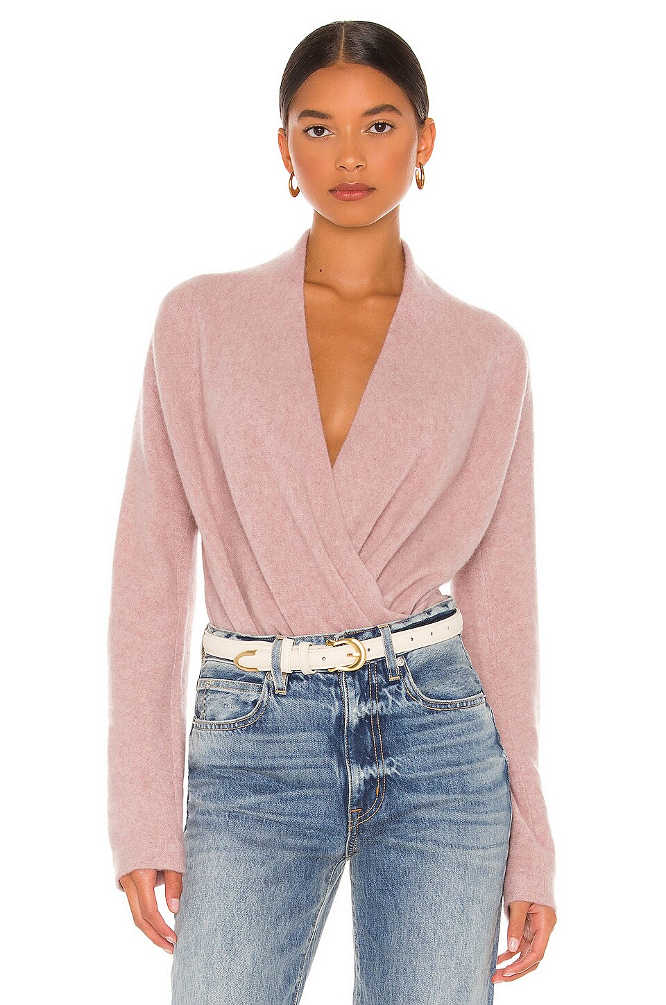 Vince Wrap Front Pullover Pink Shell