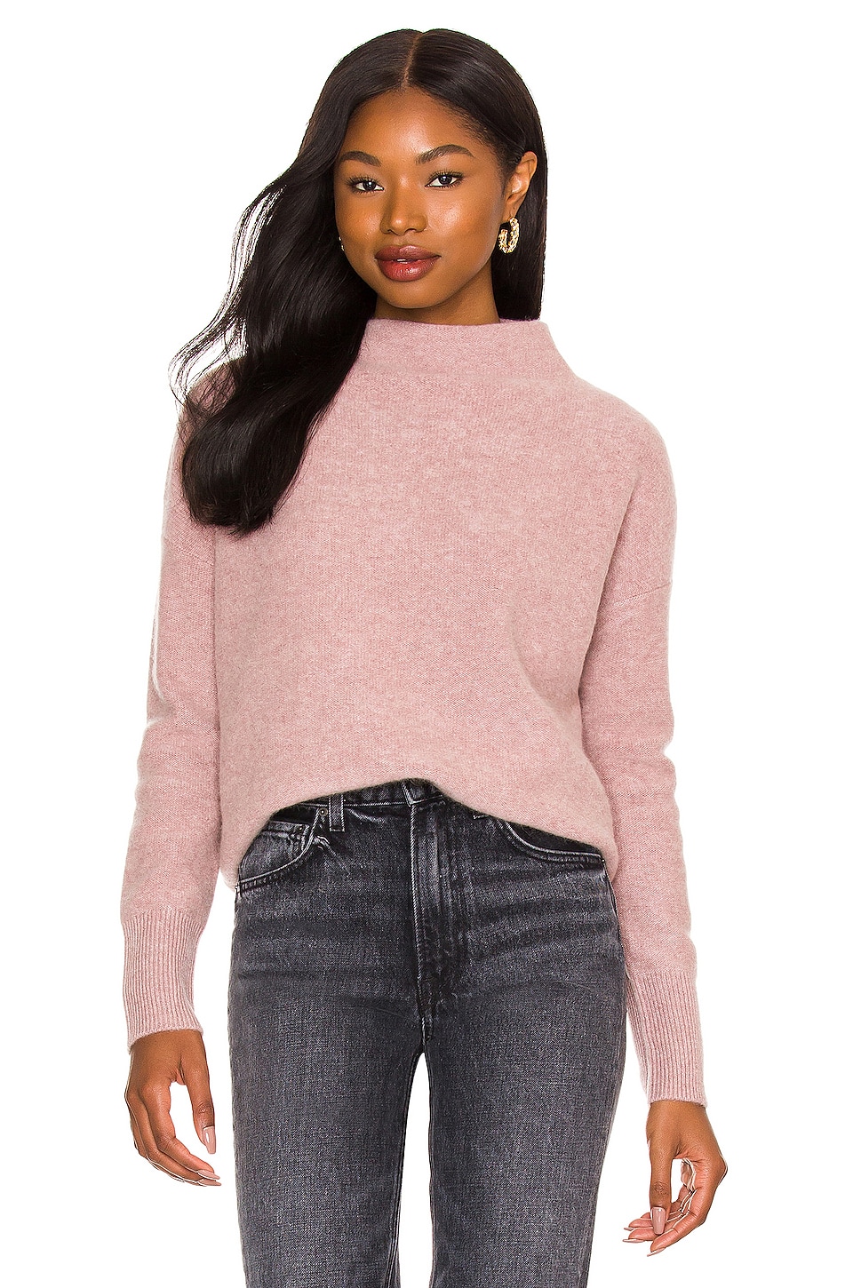 Vince Boiled Funnel Neck Pullover Pink Shell
