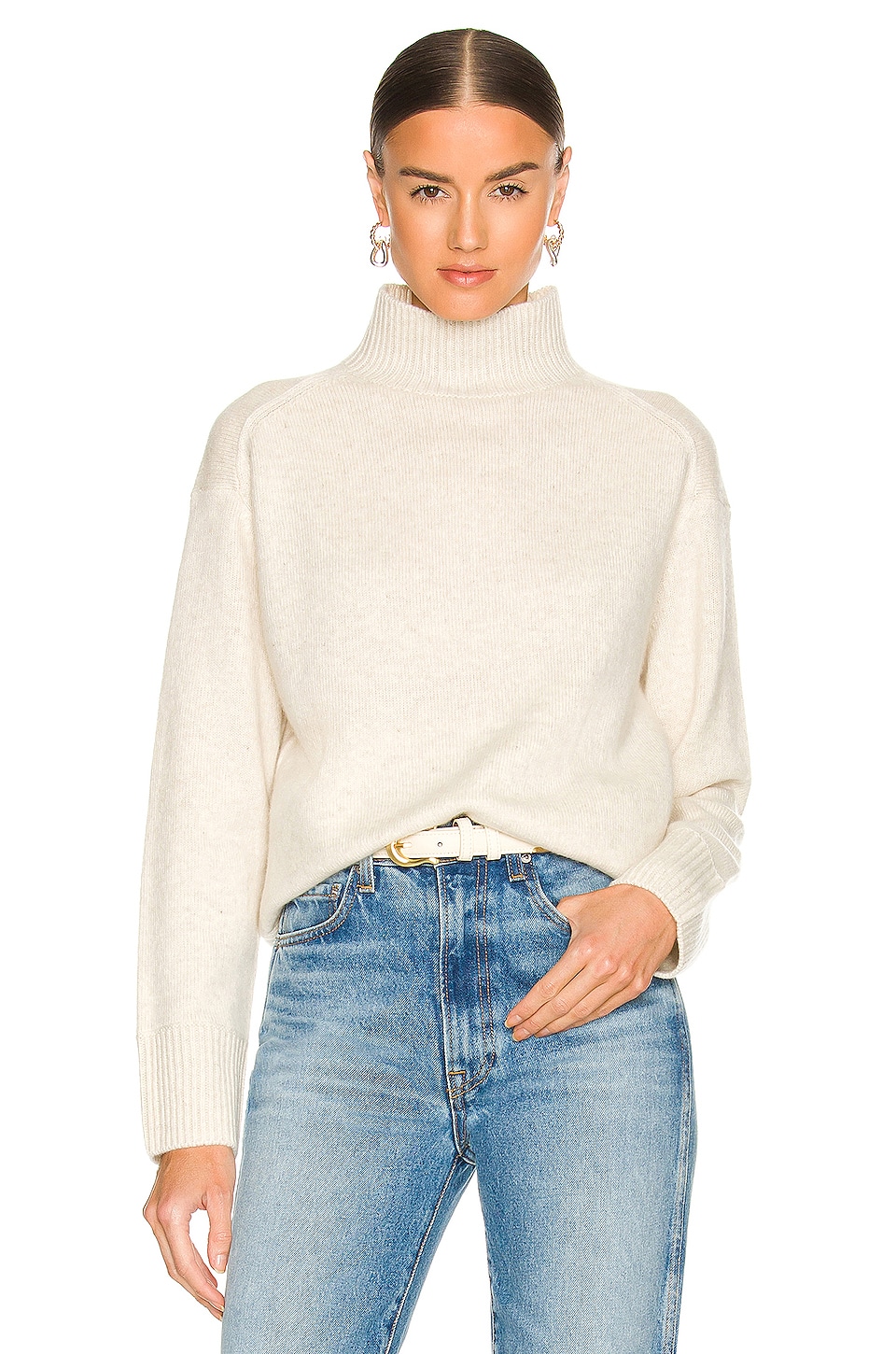 high slit turtleneck sweater