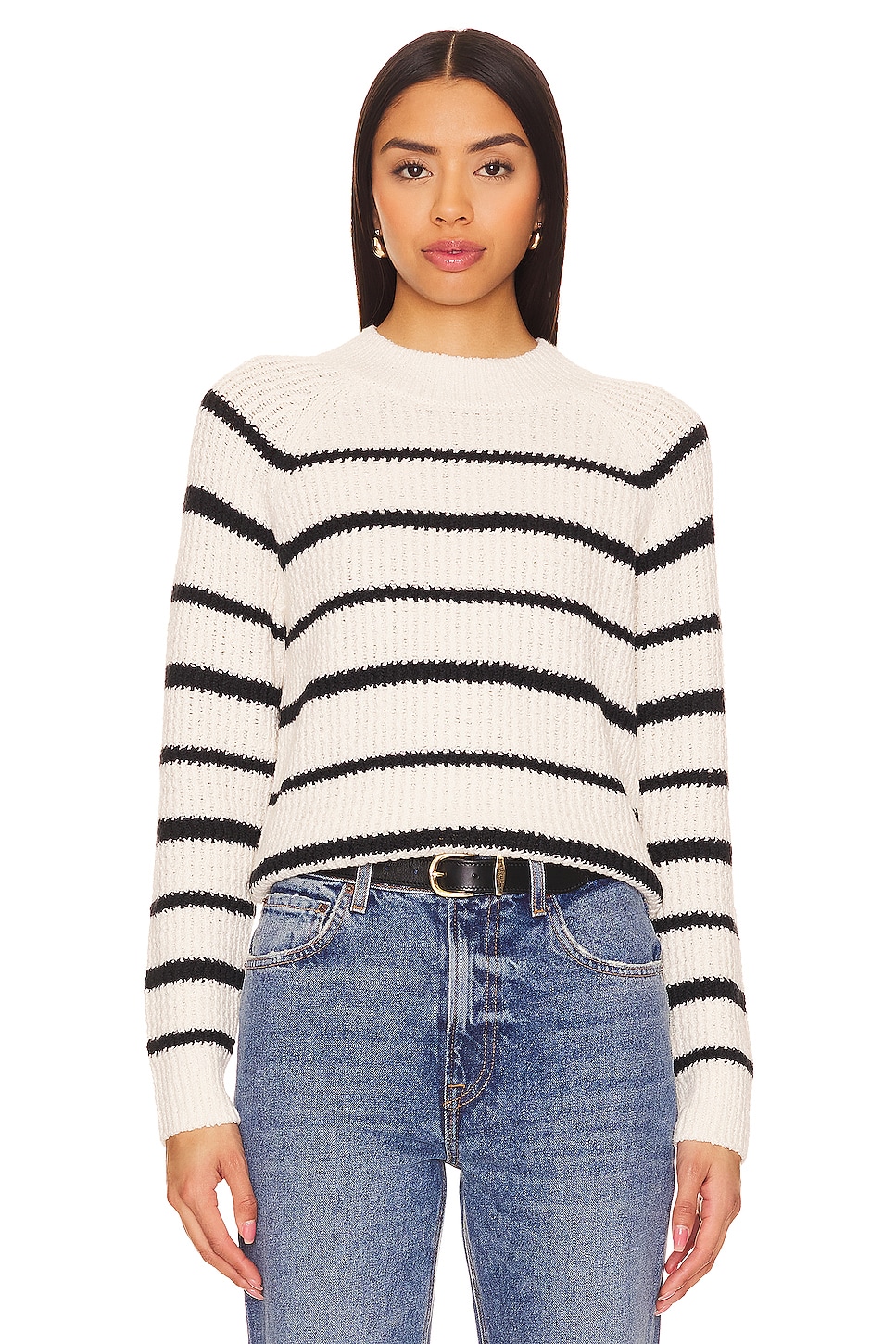 Vince Ribbed Stripe Pullover in Pampas Black REVOLVE