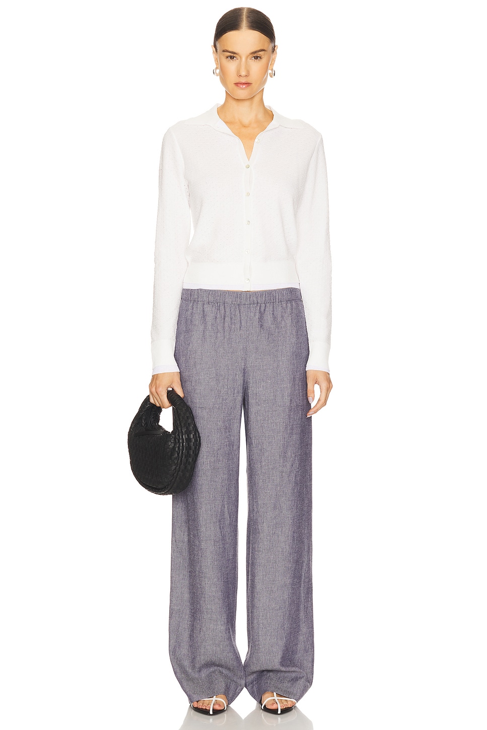 Vince Double Layer Mesh Cardigan in Optic White | REVOLVE
