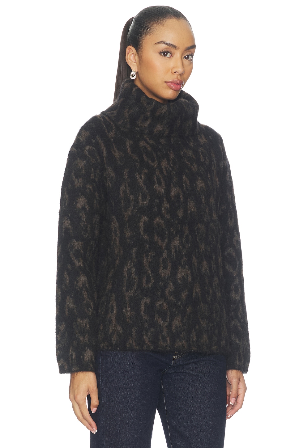 Vince Oversized Turtleneck Jacquard Sweater