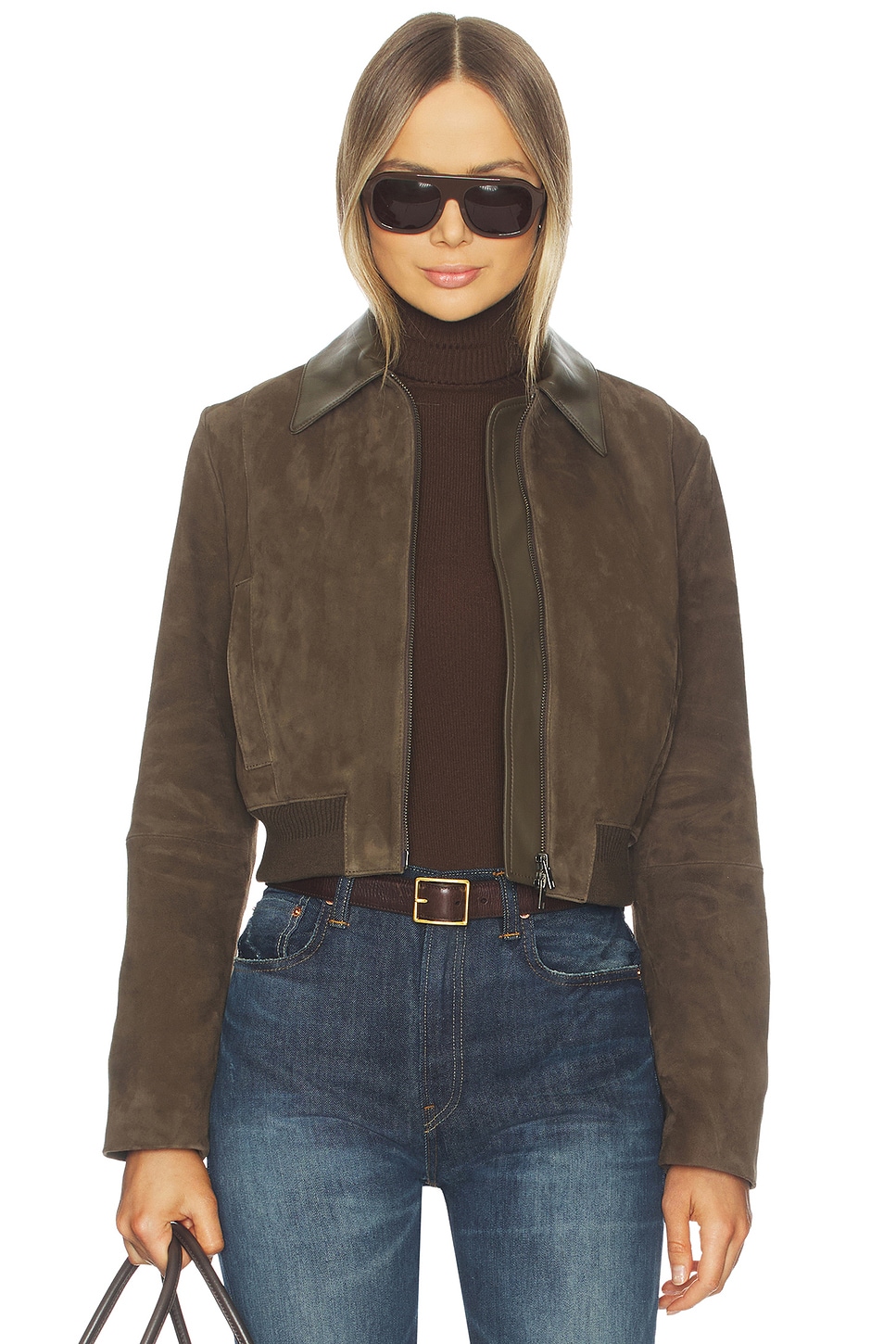 Vince Suede Shrunken Bomber