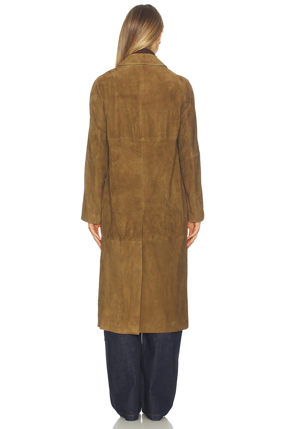 Vince スエード レザー ロングコート - Wood Moss | REVOLVE