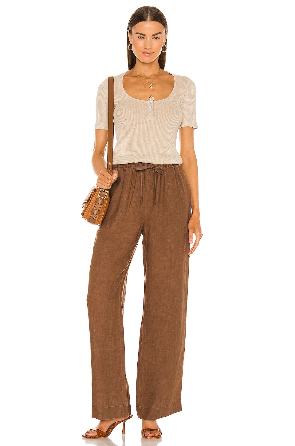 vince tie front crop wide pant