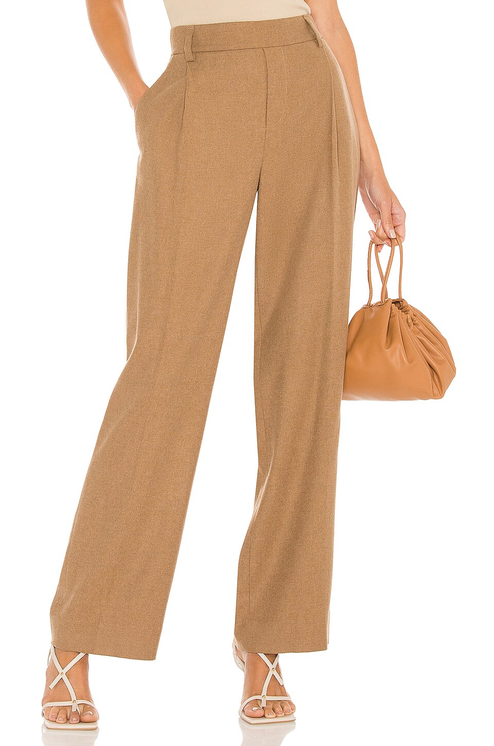 Vince Flannel High Waisted Pull On Pant in Dark Taupe | REVOLVE