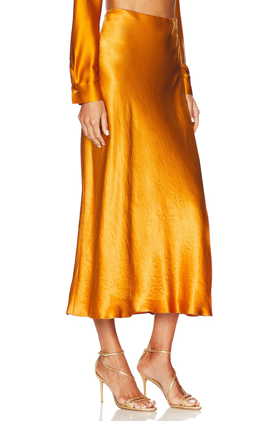 Vince Side Slit Slip Skirt in Gold Sap