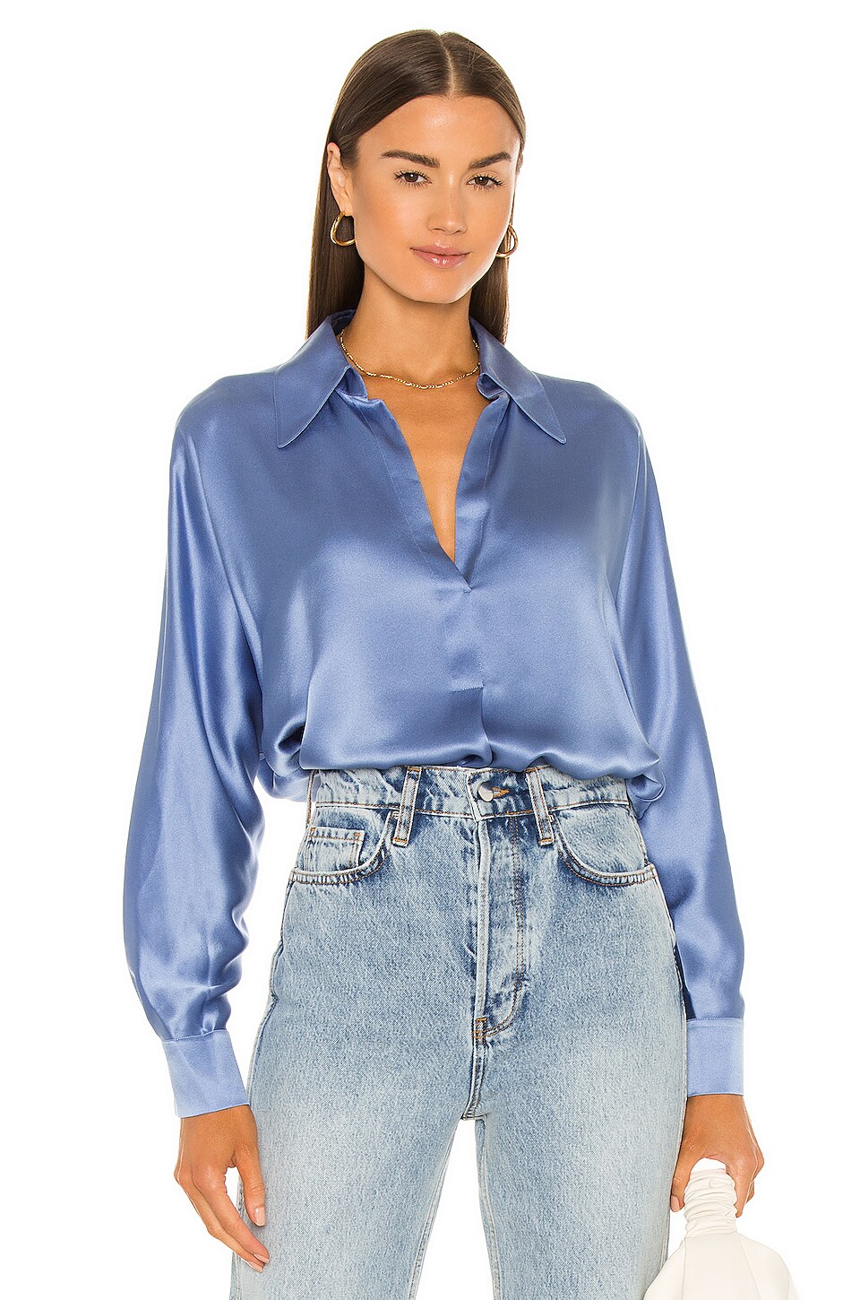 Vince Shaped Collar Popover Top in Kyanite | REVOLVE