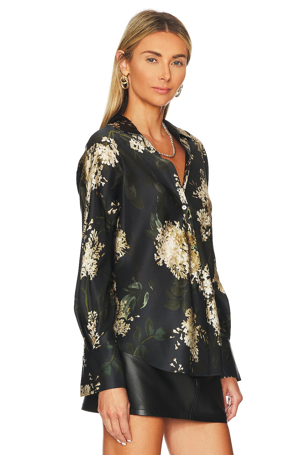 Vince Lilac Bias Long Sleeve Blouse in Coastal