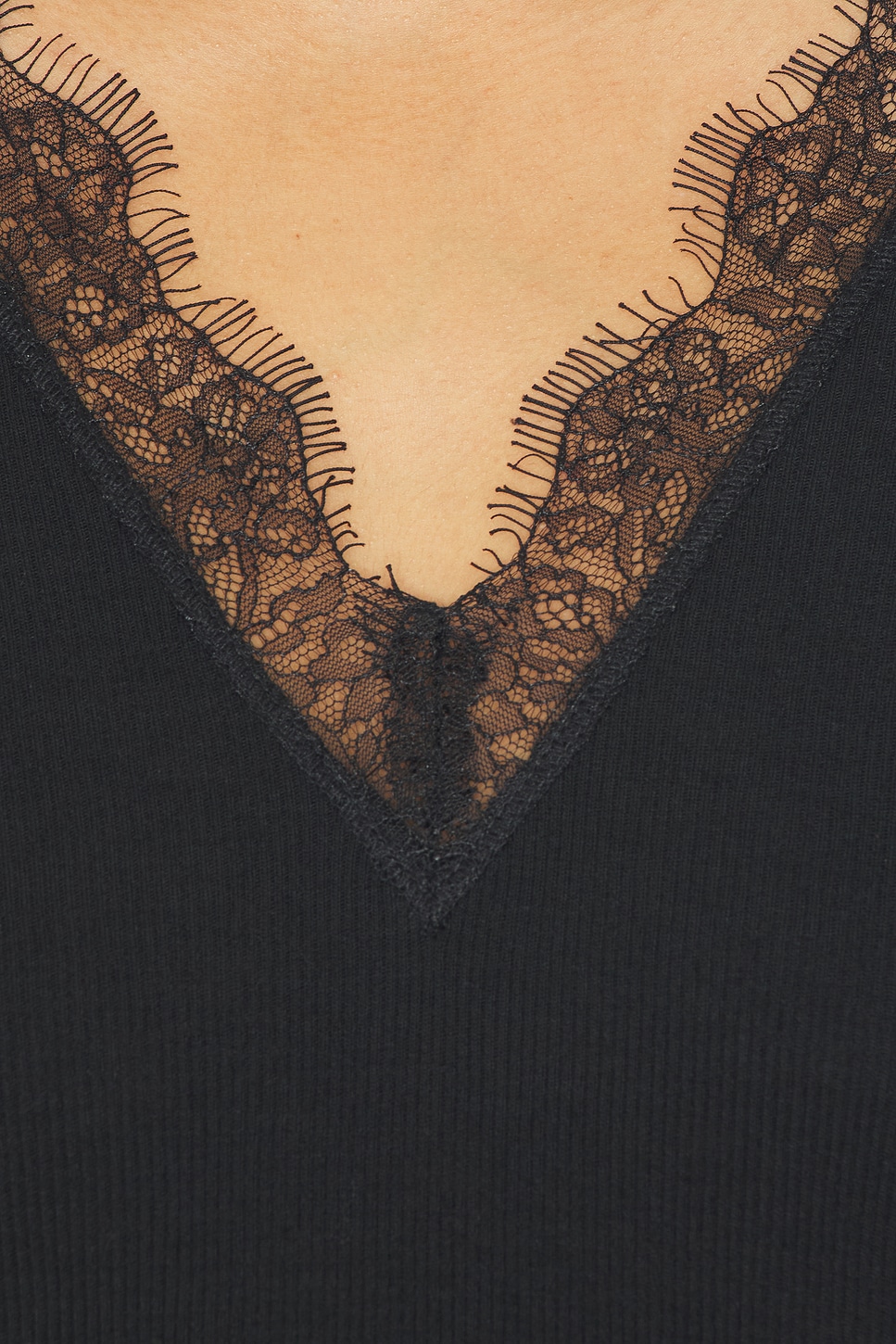 Vince Lace Trim Longsleeve V Neck Top