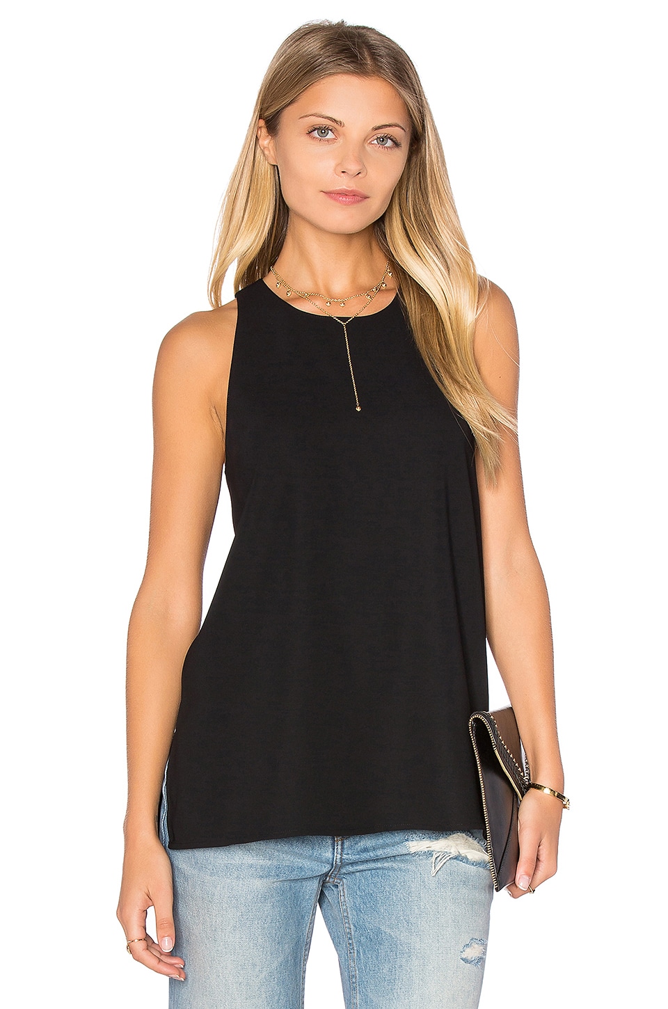 Vince Bonded Tank in Black | REVOLVE