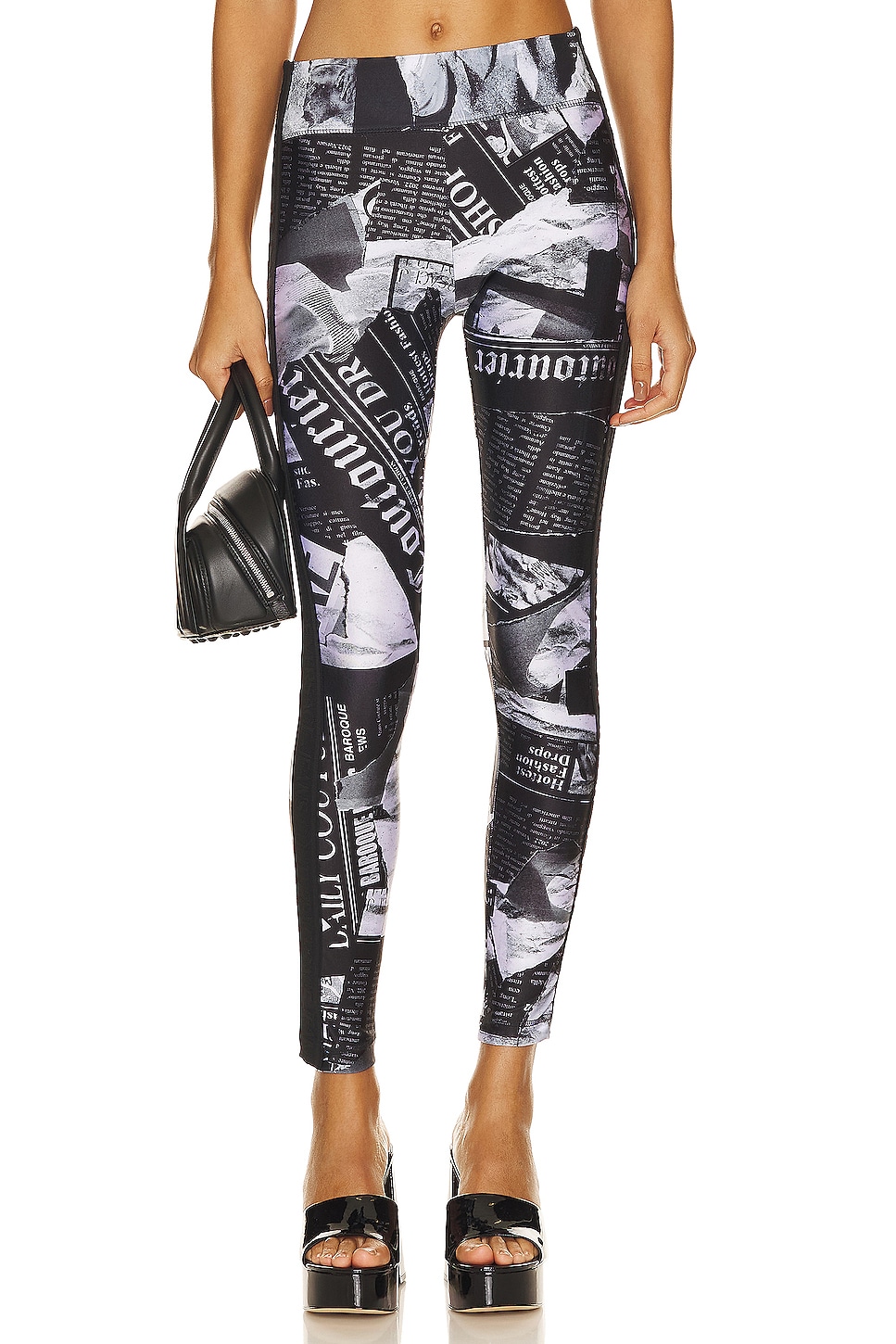 Black Printed Leggings by Versace Jeans Couture on Sale