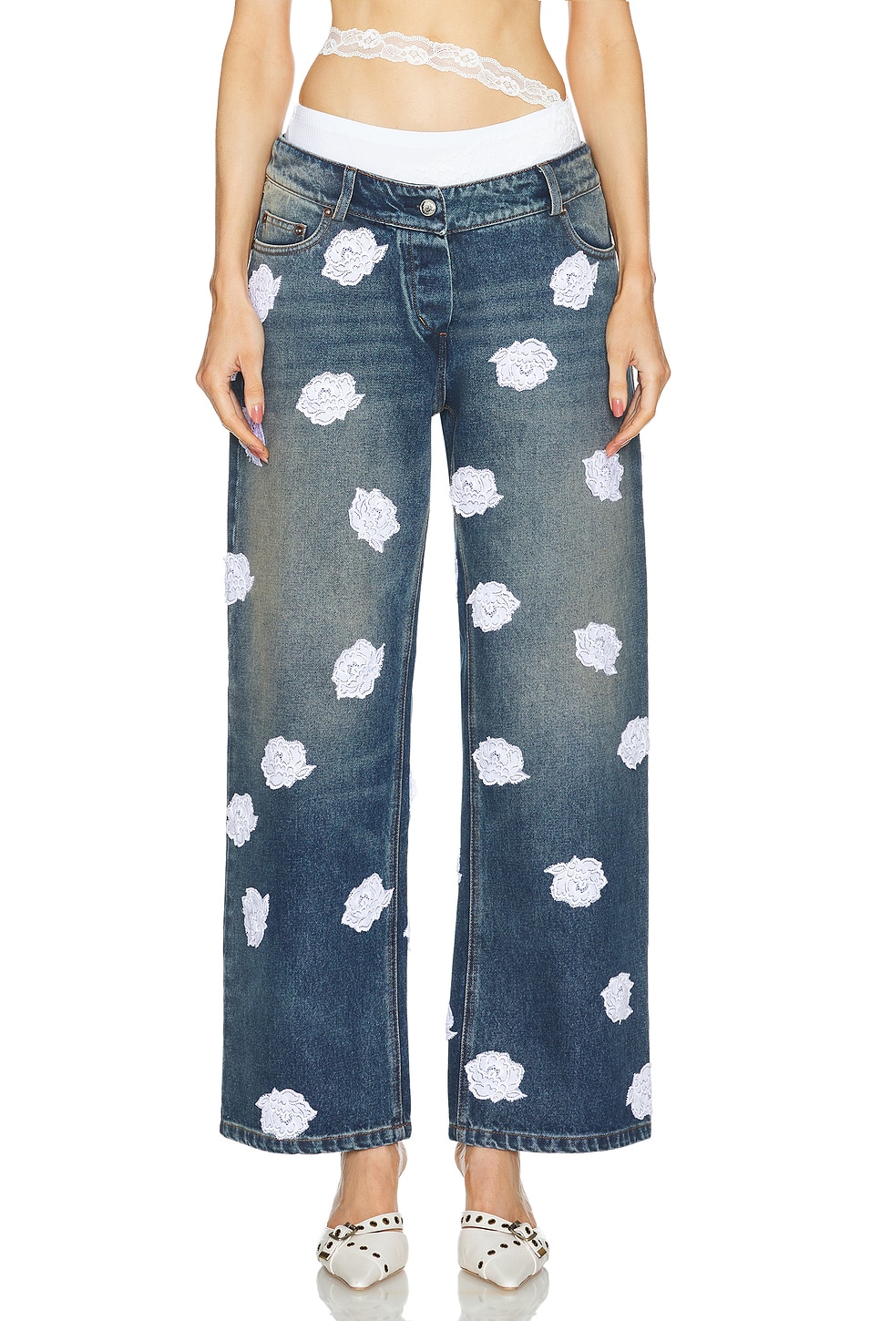 Vaillant V-shape Waist Washed And Stained Denim
