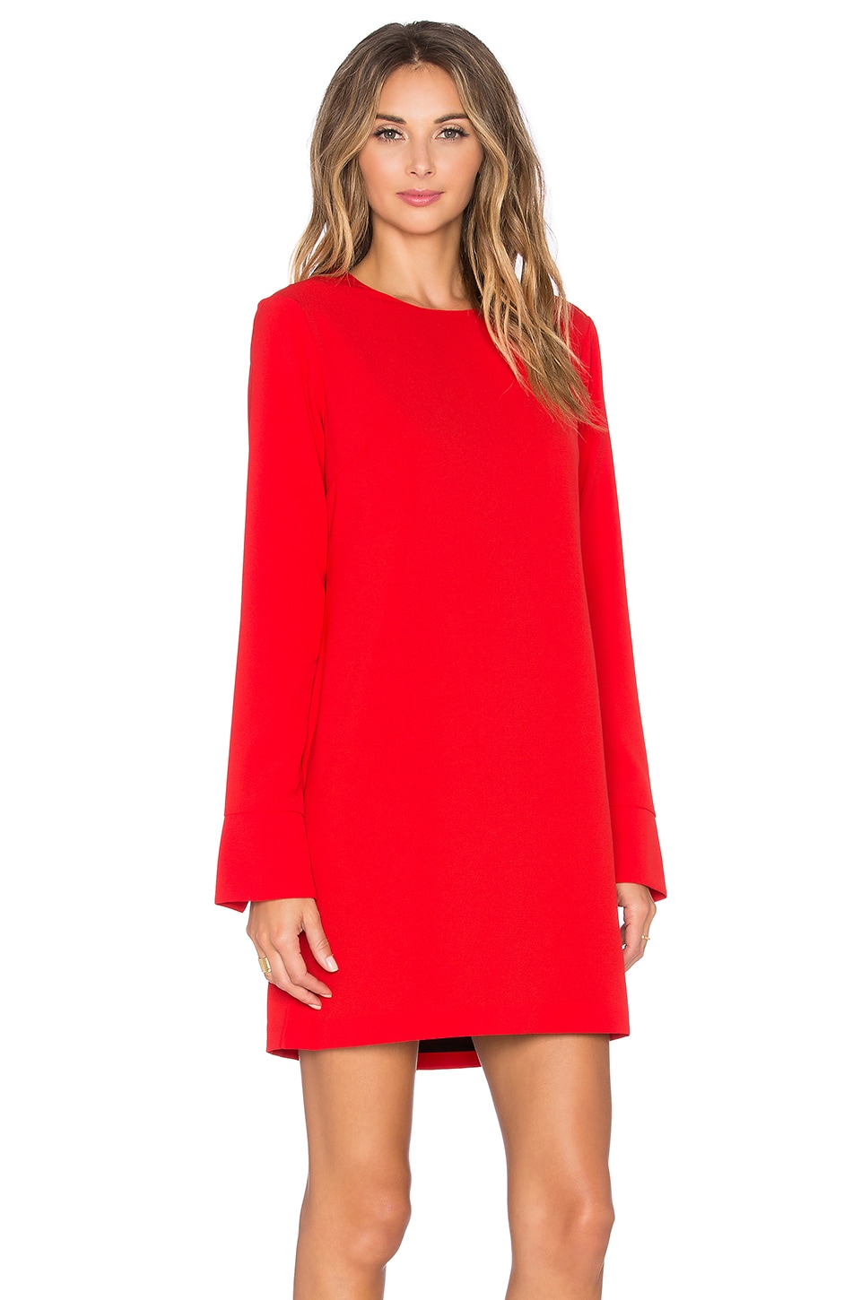 WAYF Cutout Back Long Sleeve Dress in Red | REVOLVE
