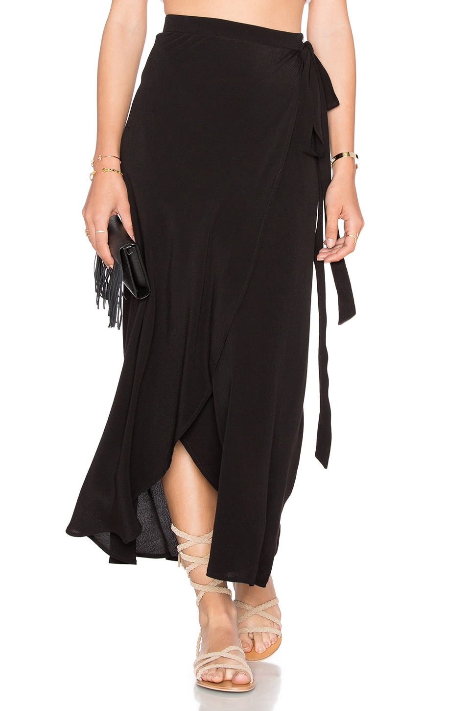 WAYF Wrap Midi Skirt in Black REVOLVE