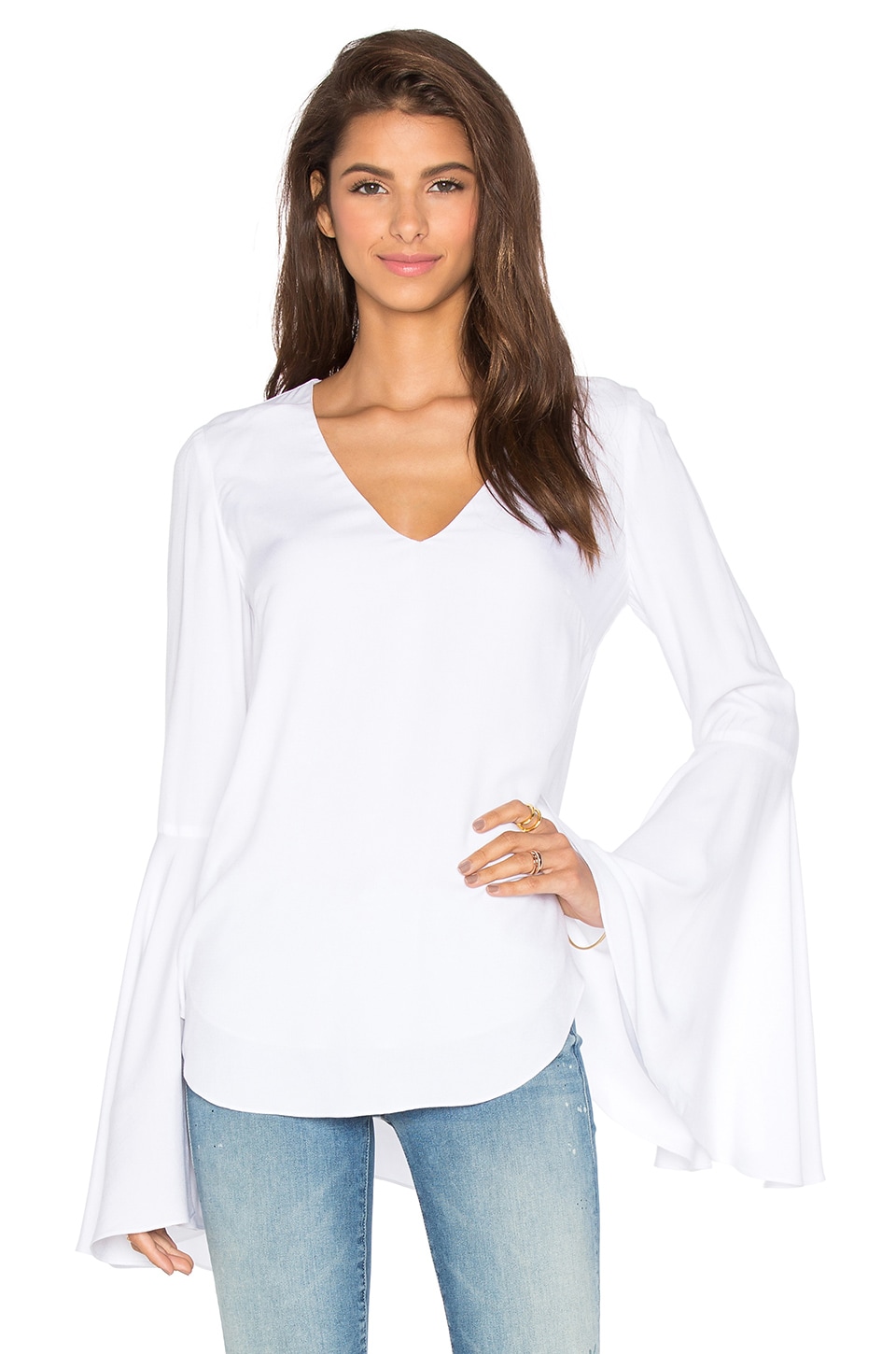 WAYF Bell Sleeve Blouse in White | REVOLVE