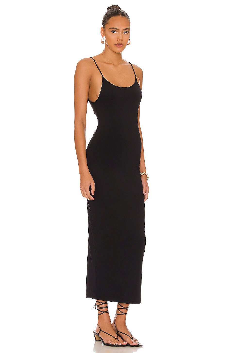 Weekend Stories Embrace Comfort Stretch Midi Dress in Black
