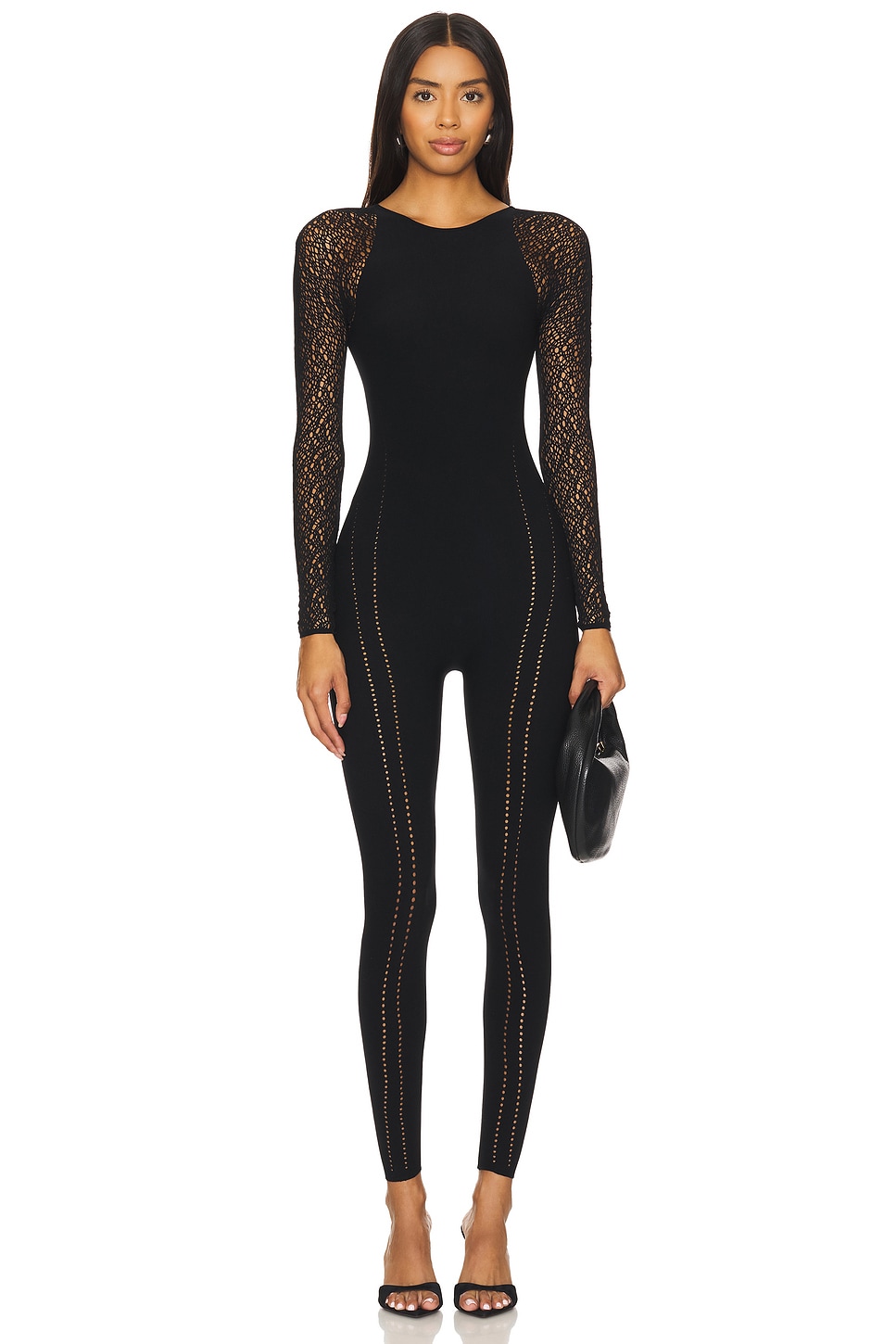 Wolford JUMPSUIT W NET in Black REVOLVE