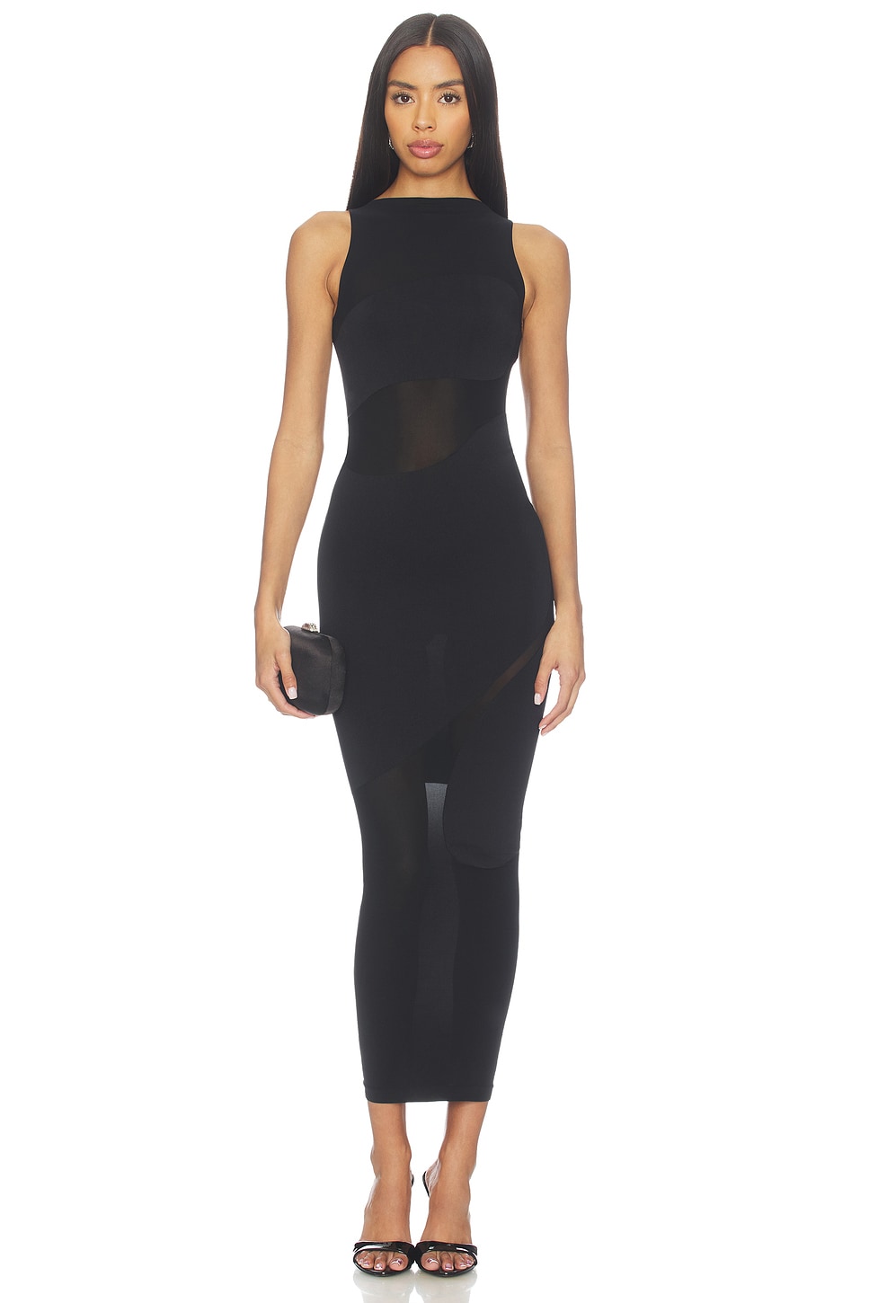 wolford bodycon dress Wolford Bodycon Dress Navy Blue Viscose Sleeveless V Neck Small sz