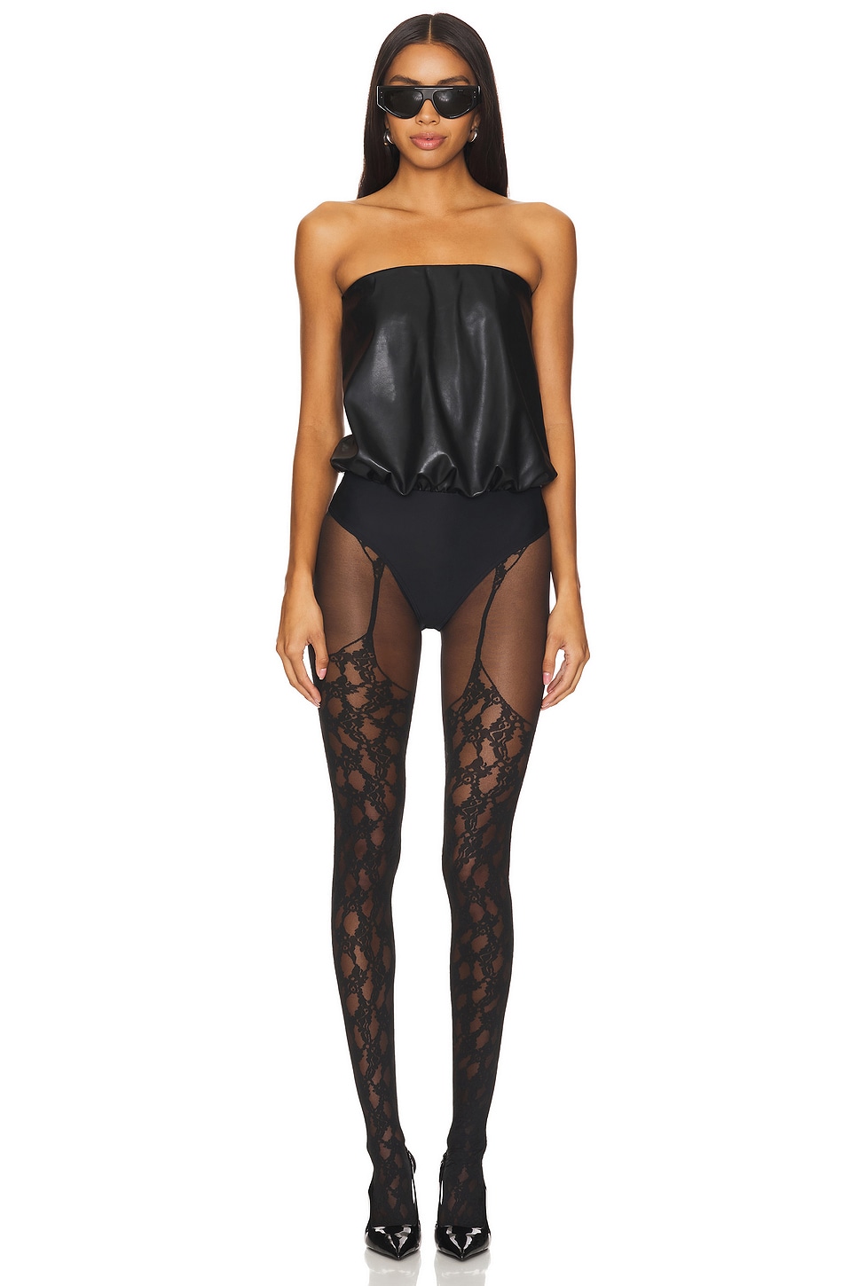 Wolford Faux Leather Bodysuit