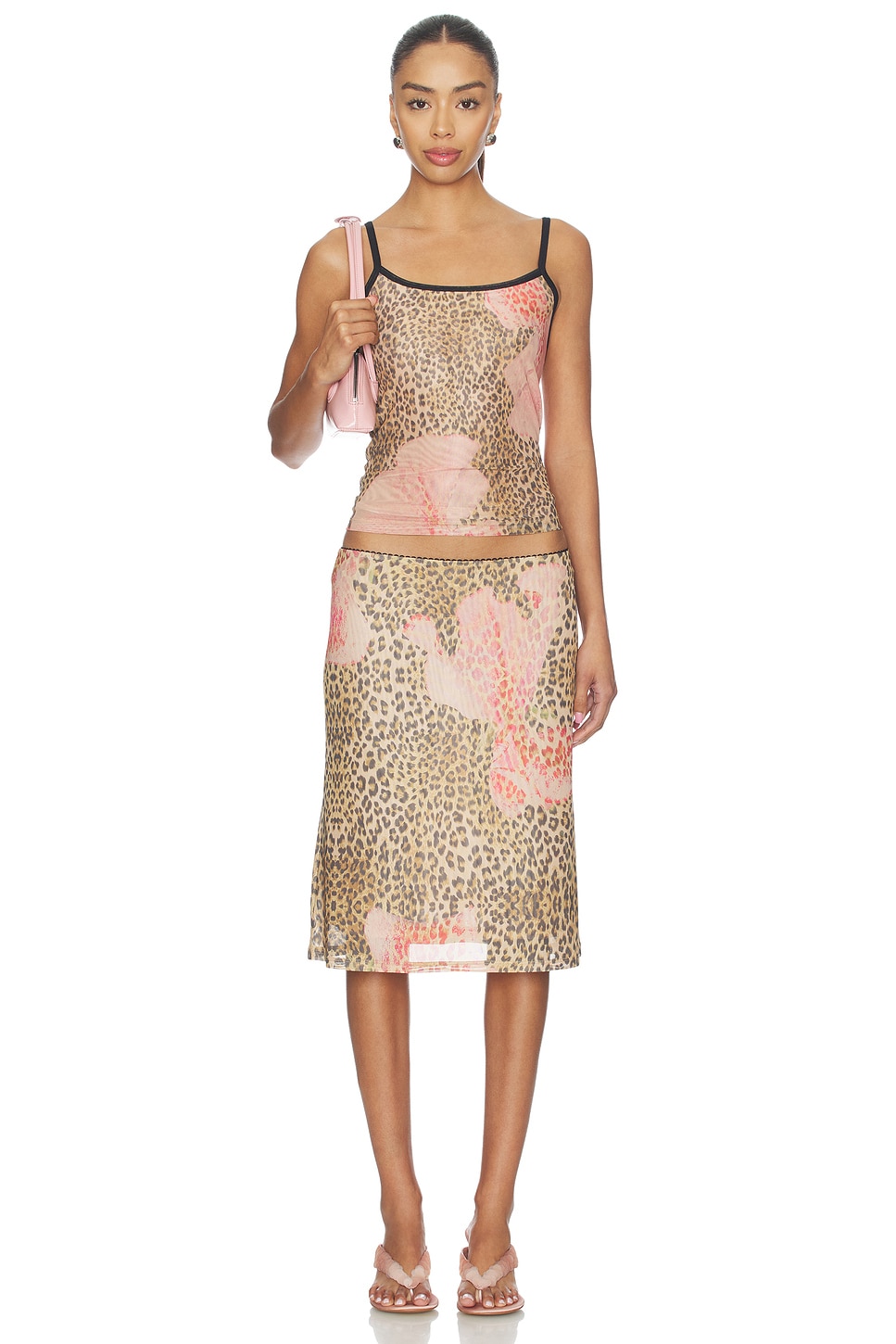 With Harper Lu Mesh Camisole Top in Leopard