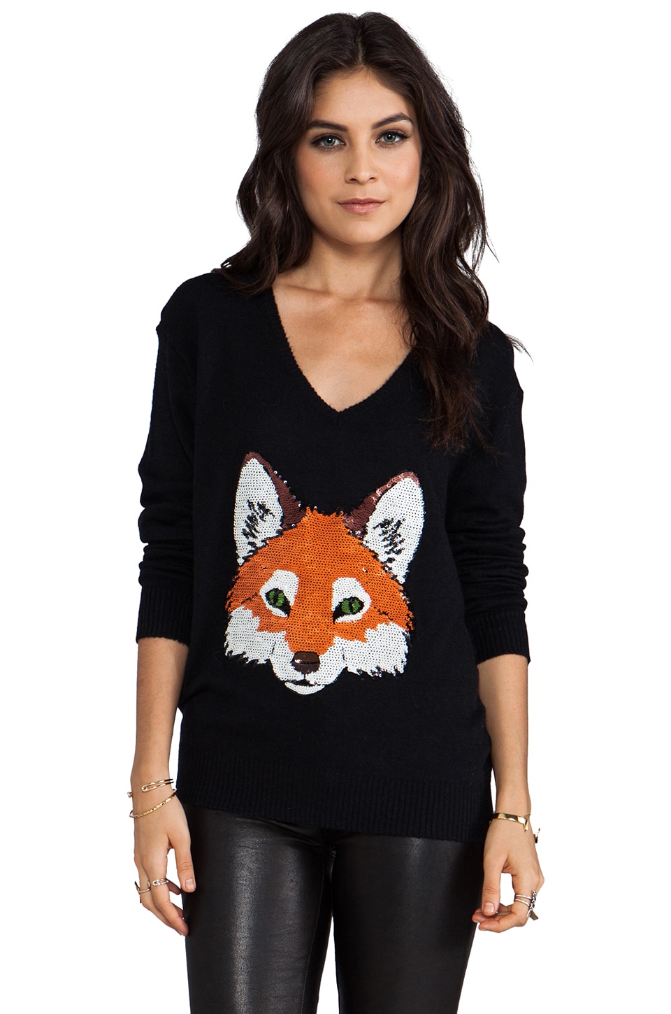 Wildfox Couture Fox Face Sequin Sweater 