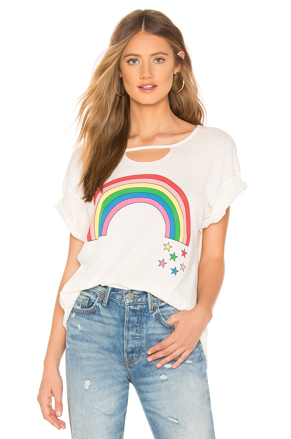 Wildfox Couture Rainbow Stars Rivo Tee in Vintage Lace | REVOLVE