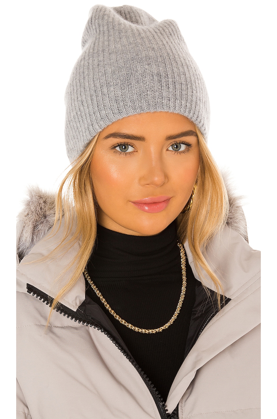 white and warren plush rib beanie