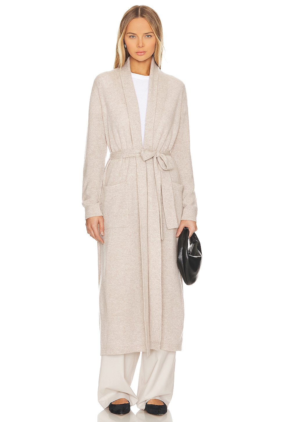 Reversible Cashmere Robe White & Warren Cashmere Long Robe in Sandwisp | REVOLVE