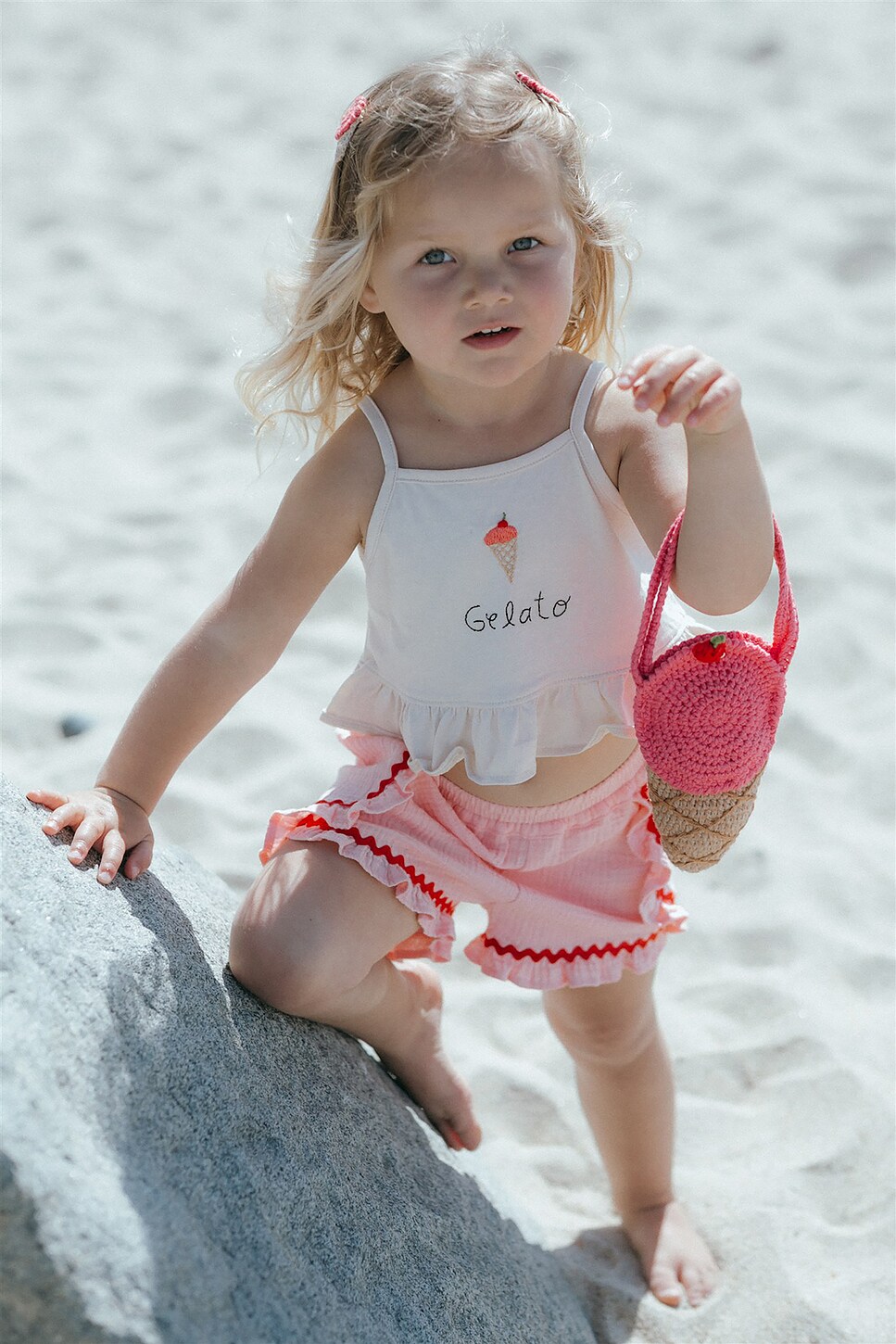 Wild Wawa Kids Ruffle Short Set in Gelato Coral Kiss | REVOLVE